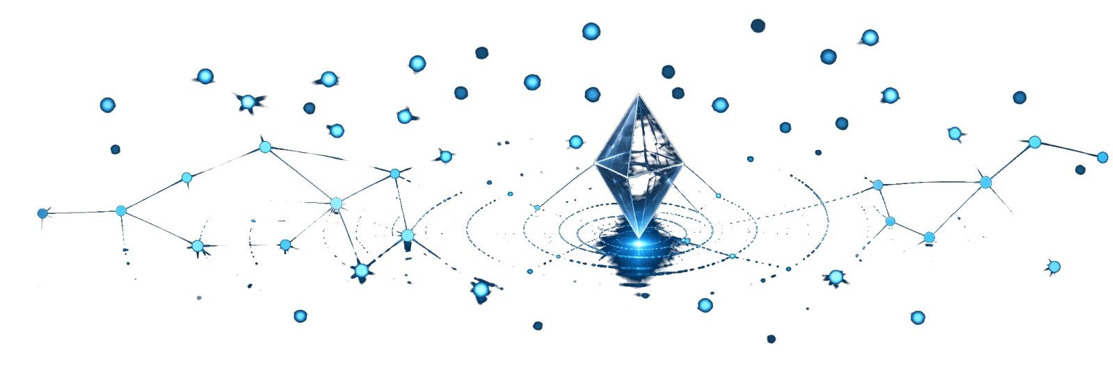Knowledge Nebula network orbiting a faceted OpenUSD stage anchor